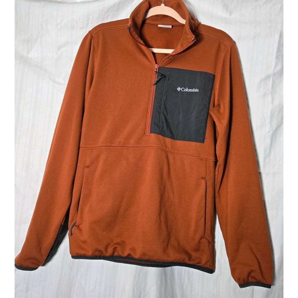 Men's Columbia Hike Half Zip II Pullover Burnt Orange Dark Grey Men's Size Small
